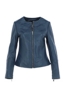 Модная куртка без воротника из натуральной кожи 'Francesca' Ashwood Leather, темно-синий