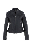 Модная куртка в байкерском стиле из натуральной кожи Donna Milano Ashwood Leather, черный