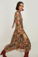 Шифоновое платье-миди с цветочным принтом и эффектом металлик Oasis, мультиколор