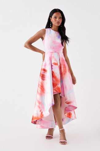 Платье миди из твила Petite с глубоким вырезом и подолом Coast, розовый