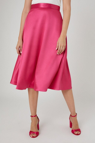 Атласная юбка премиум-класса А-силуэта Wallis, розовый