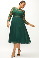 Платье миди с длинными рукавами и вышивкой больших размеров Coast, зеленый