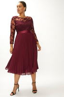 Платье миди с длинными рукавами и вышивкой больших размеров Coast, фиолетовый