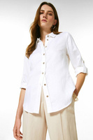 Рубашка с пуговицами из вискозы и льна Karen Millen, белый
