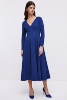 Платье миди с пышной юбкой и V-образным вырезом Ponte Coast, синий