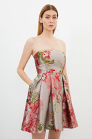 Тканое мини-платье для выпускного с винтажным цветочным принтом Karen Millen, мультиколор