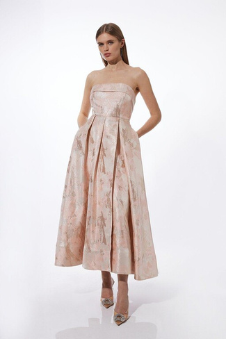 Тканое платье макси для выпускного вечера Karen Millen, розовый