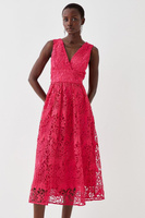 Кружевное платье миди с глубоким вырезом Coast, розовый