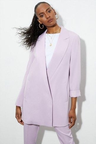 Высокий двубортный пиджак с разрезом по бокам Dorothy Perkins, фиолетовый