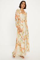 Мягкое платье макси с вырезами на пуговицах и цветочным принтом Oasis, белый