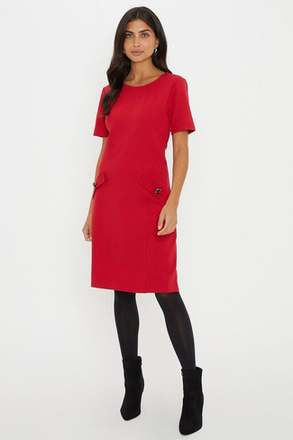 Платье свободного кроя премиум-класса Tall с боковым карманом из понте Wallis, красный