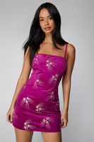 Бархатное мини-платье премиум-класса с вышивкой Nasty Gal, фиолетовый