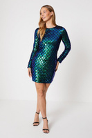 Облегающее мини-платье Diamond Velvet с пайетками Oasis, зеленый