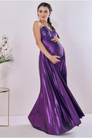 Плиссированное платье из фольги для беременных с завязкой на спине макси Goddiva, фиолетовый