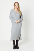 Свободное платье-свитер миди с V-образным вырезом Oasis, серый