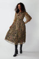 Плиссированное платье миди с леопардовым принтом Warehouse, мультиколор