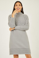 Серое платье-туника крупной вязки меланжевого цвета Yumi, серый