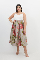 Плюс размер Винтажная тканая юбка-миди для выпускного с цветочным принтом Karen Millen, мультиколор