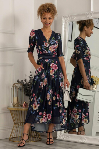 Сетчатое платье макси Haizley с цветочным принтом Jolie Moi, синий