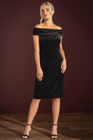 Блестящее велюровое платье с открытыми плечами Klass., черный