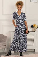 Трикотажное платье макси Evita с цветочным принтом Jolie Moi, синий
