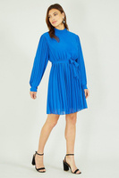Синее платье-туника с длинными рукавами и высоким воротником Mela, синий