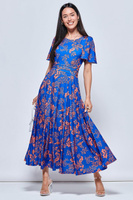 Трикотажное платье макси с рукавами ангела Jolie Moi, синий