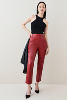 Кожаные брюки с пуговицами Karen Millen, красный