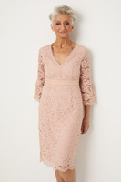 Миниатюрное кружевное платье миди с расклешенными рукавами Wallis, розовый