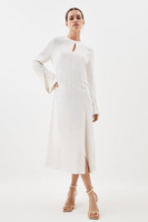 Миниатюрное платье макси с длинными рукавами и воротником-стойкой Karen Millen, белый