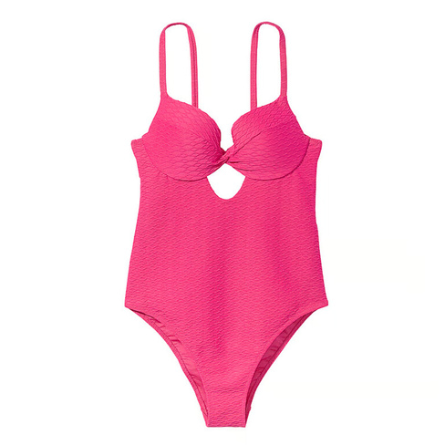 Купальник Victoria's Secret Swim Twist-Front Removable Push-Up One-Piece Fishnet, розовый