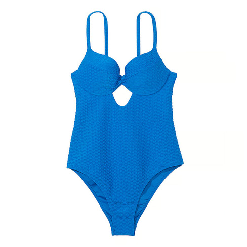 Купальник Victoria's Secret Swim Twist-Front Removable Push-Up One-Piece Fishnet, синий
