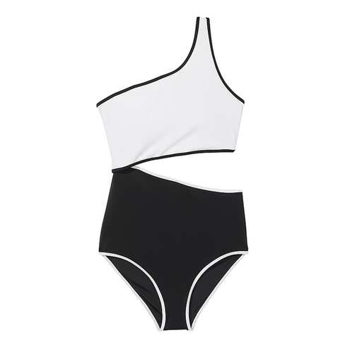 Купальник Victoria's Secret Swim Monokini One-Piece Color-Block, черный/белый