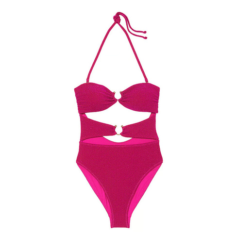 Купальник Victoria's Secret Swim Shimmer Cut-Out Bandeau One-Piece, розовый