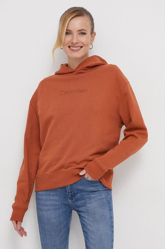 Хлопковая толстовка Calvin Klein, оранжевый