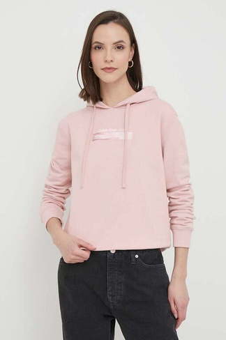 Хлопковая толстовка Calvin Klein Jeans, розовый