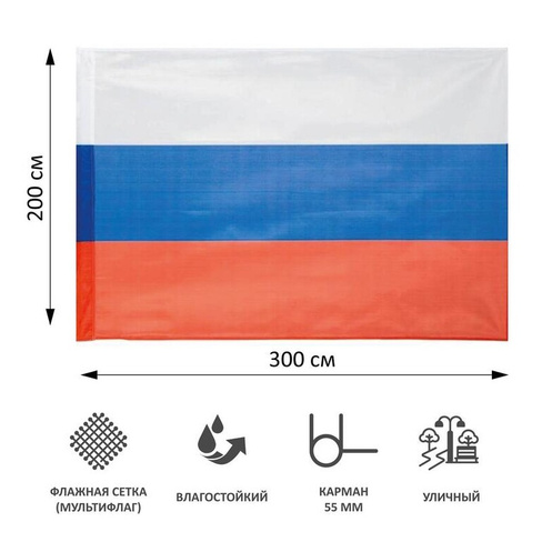 Флаг Российской Федерации 200х300 см уличный (без флагштока)