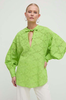 Хлопковая блузка Silvian Heach, зеленый