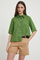Льняная рубашка United Colors of Benetton, зеленый