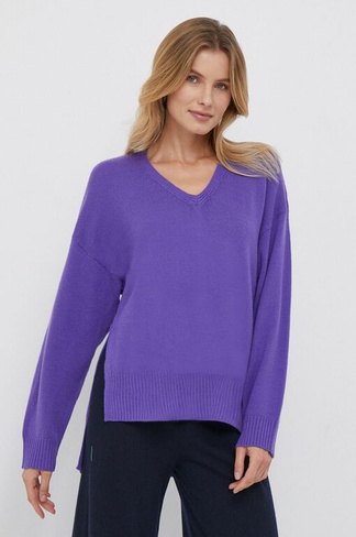 Шерстяной свитер United Colors of Benetton, фиолетовый