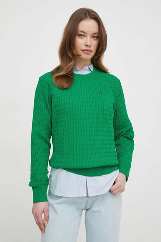 Хлопковый свитер Tommy Hilfiger, зеленый