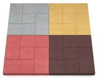 Плитка тротуарная Кирпичик/Калифорния, 300х300х30мм красная/коричневая/желтая/черная