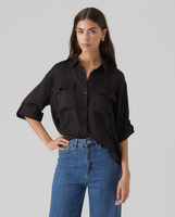Женская рубашка с рукавом 3/4 и карманами. Vero Moda, черный