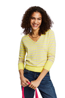 Базовый полосатый свитер с V-образным вырезом Esprit, желтый