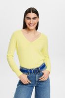Базовый хлопковый свитер тонкой вязки свободного кроя Esprit, желтый