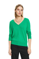 Базовый хлопковый свитер тонкой вязки свободного кроя Esprit, зеленый