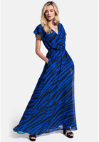 Длинное платье HotSquash, анималистическая полоска черно-синего цвета