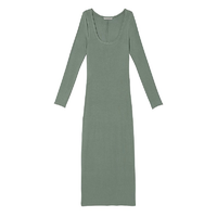 Платье Victoria's Secret Ribbed Modal Long-Sleeve Slip, зеленый