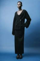 Двубортный шерстяной кардиган H&M, черный
