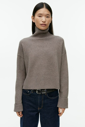 Шерстяной свитер с высоким воротником H&M, коричневый